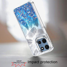 For Moto G 2025 Case Feathers Glitter Epoxy Cute Phone Cover + Tempered Glass