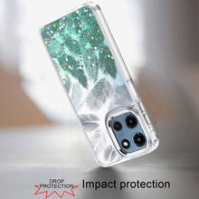 For Moto G 2025 Case Feathers Glitter Epoxy Cute Phone Cover + Tempered Glass