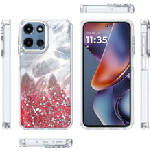 For Moto G 2025 Case Feathers Glitter Epoxy Cute Phone Cover + Tempered Glass