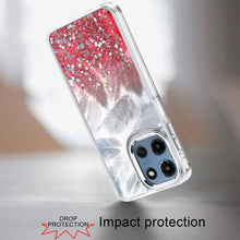 For Moto G 2025 Case Feathers Glitter Epoxy Cute Phone Cover + Tempered Glass