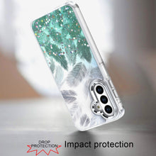 For Samsung A16 5G Case Feathers Glitter Epoxy Cute Phone Cover + Tempered Glass