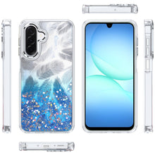 For Samsung A17 5G Case Feathers Glitter Epoxy Cute Phone Cover + Tempered Glass