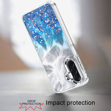 For Samsung A17 5G Case Feathers Glitter Epoxy Cute Phone Cover + Tempered Glass