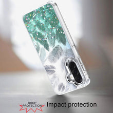 For Samsung A17 5G Case Feathers Glitter Epoxy Cute Phone Cover + Tempered Glass
