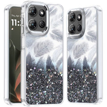 For Motorola Edge 2025 Case Feathers Glitter with Fused Epoxy Phone Cover
