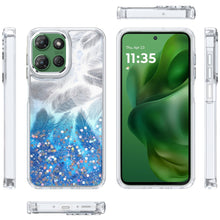For Moto G Power 2025 Case Feathers Glitter Epoxy Cute Cover + Tempered Glass