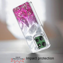 For Moto G Power 2025 Case Feathers Glitter Epoxy Cute Cover + Tempered Glass