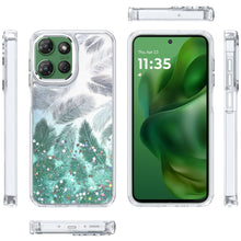 For Moto G Power 2025 Case Feathers Glitter Epoxy Cute Cover + Tempered Glass