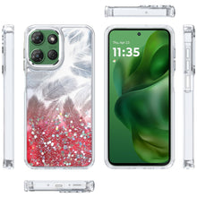 For Moto G Power 2025 Case Feathers Glitter Epoxy Cute Cover + Tempered Glass