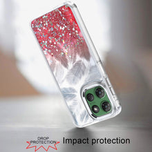 For Moto G Power 2025 Case Feathers Glitter Epoxy Cute Cover + Tempered Glass