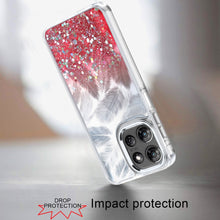 For Moto G Stylus 2025 Case Feathers Glitter Epoxy Phone Cover + Tempered Glass