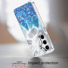 For Samsung S25 FE Case Feathers Glitter Epoxy Cute Phone Cover + Tempered Glass