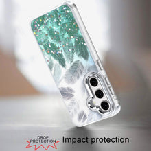 For Samsung S25 FE Case Feathers Glitter Epoxy Cute Phone Cover + Tempered Glass