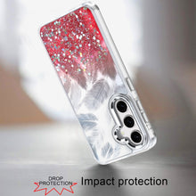 For Samsung S25 FE Case Feathers Glitter Epoxy Cute Phone Cover + Tempered Glass