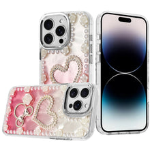 For iPhone 14 PRO MAX 6.7 in. Case Floral and Faux Pearl Trim with 3D Charms