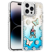 For iPhone 14 PRO MAX 6.7 in. Case Floral and Faux Pearl Trim with 3D Charms