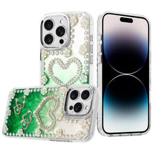 For iPhone 14 PRO MAX 6.7 in. Case Floral and Faux Pearl Trim with 3D Charms
