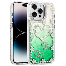 For iPhone 14 PRO MAX 6.7 in. Case Floral and Faux Pearl Trim with 3D Charms