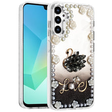 For Samsung A16 5G Case Floral and Faux Pearl Trim w/ 3D Charms + Tempered Glass