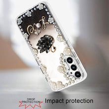 For Samsung A16 5G Case Floral and Faux Pearl Trim w/ 3D Charms + Tempered Glass