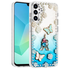 For Samsung A16 5G Case Floral and Faux Pearl Trim w/ 3D Charms + Tempered Glass