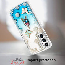For Samsung A16 5G Case Floral and Faux Pearl Trim w/ 3D Charms + Tempered Glass
