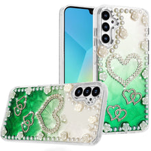 For Samsung A16 5G Case Floral and Faux Pearl Trim w/ 3D Charms + Tempered Glass