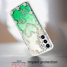 For Samsung A16 5G Case Floral and Faux Pearl Trim w/ 3D Charms + Tempered Glass