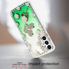 For Samsung A16 5G Case Floral and Faux Pearl Trim w/ 3D Charms + Tempered Glass