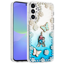For Samsung A36 Case Floral and Faux Pearl Trim with 3D Charms + Tempered Glass