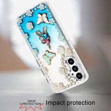For Samsung A36 Case Floral and Faux Pearl Trim with 3D Charms + Tempered Glass