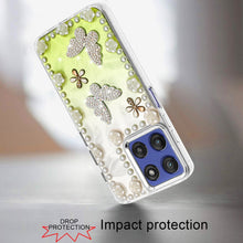 For Moto G Stylus 2025 Case Floral Faux Pearl Trim w/ 3D Charms + Tempered Glass