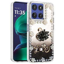 For Moto G Stylus 2025 Case Floral Faux Pearl Trim w/ 3D Charms + Tempered Glass