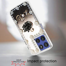 For Moto G Stylus 2025 Case Floral Faux Pearl Trim w/ 3D Charms + Tempered Glass