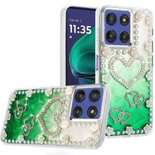 For Moto G Stylus 2025 Case Floral Faux Pearl Trim w/ 3D Charms + Tempered Glass