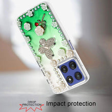 For Moto G Stylus 2025 Case Floral Faux Pearl Trim w/ 3D Charms + Tempered Glass