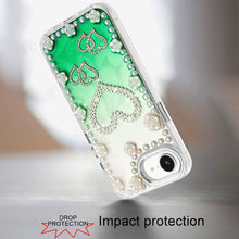For iPhone 16e Case Floral and Faux Pearl Trim with 3D Charms + Tempered Glass