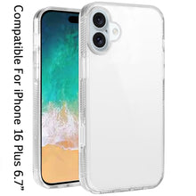 For iPhone 16 Plus 6.7in Case Premium Trans Clear Hybrid Cover + Tempered Glass