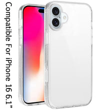For iPhone 16 6.1inch Case Premium Trans Clear Hybrid Cover + Tempered Glass