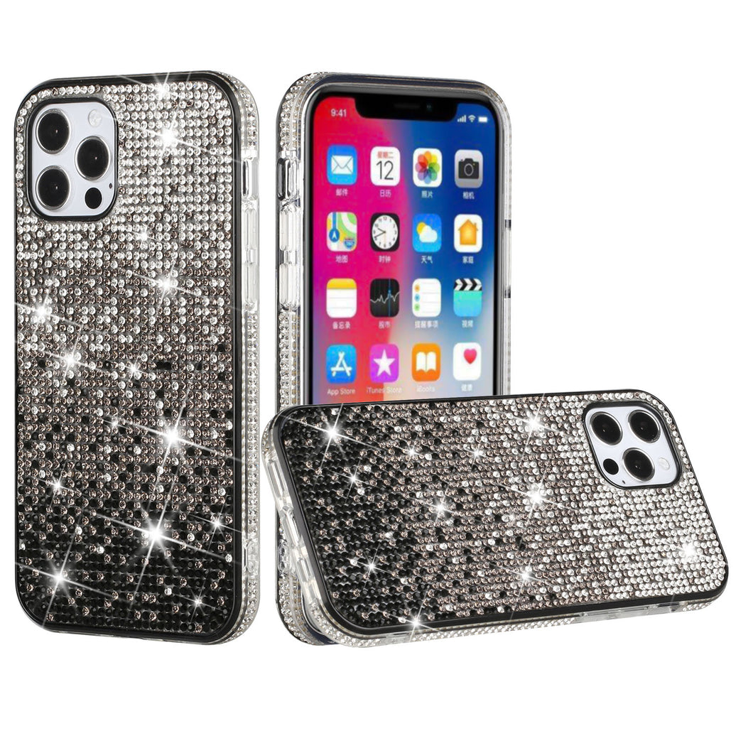 For iPhone 15 PRO Case Party Full Bling Diamond Phone Cover + 2 Tempered Glass