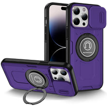 For iPhone 14 PRO MAX 6.7 in. Case Sliding Lens Cover Metal Rotating Ring Stand