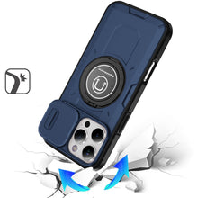 For iPhone 16 PRO MAX Case Sliding Lens Cover Metal Ring Stand + Tempered Glass