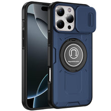 For iPhone 16 PRO MAX Case Sliding Lens Cover Metal Ring Stand + Tempered Glass