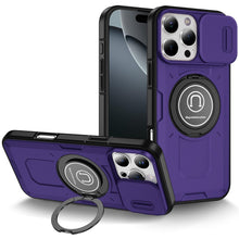 For iPhone 16 PRO MAX Case Sliding Lens Cover Metal Ring Stand + Tempered Glass