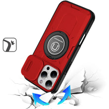 For iPhone 16 PRO MAX Case Sliding Lens Cover Metal Ring Stand + Tempered Glass