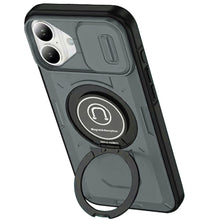For iPhone 16 Plus 6.7in Case Sliding Lens Cover Metal Stand + Tempered Glass