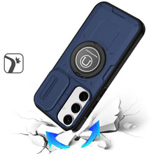 For Samsung S25+/S24+ Case Sliding Lens Cover Metal Ring Stand + Tempered Glass