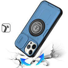 For iPhone 12 Pro Max Case Sliding Lens Cover Metal Ring Stand + Tempered Glass