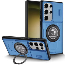 For Samsung S23 Ultra Case Sliding Lens Cover with Metal 360 Rotating Ring Stand