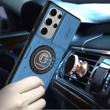 For Samsung S23 Ultra Case Sliding Lens Cover with Metal 360 Rotating Ring Stand